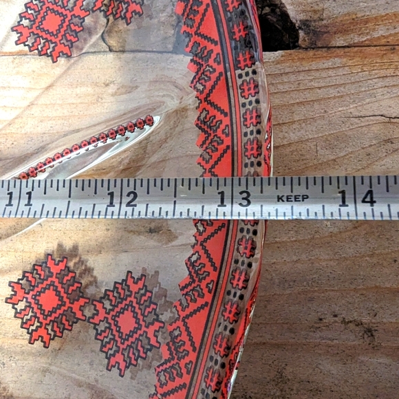 Glass Sectioned Serving Platter with Ukranian Red Pattern - Picture 4 of 4